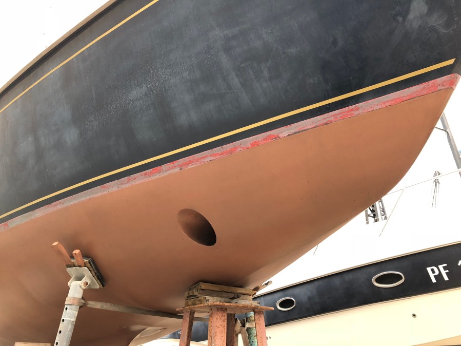 Brand new Coppercoat on the hull